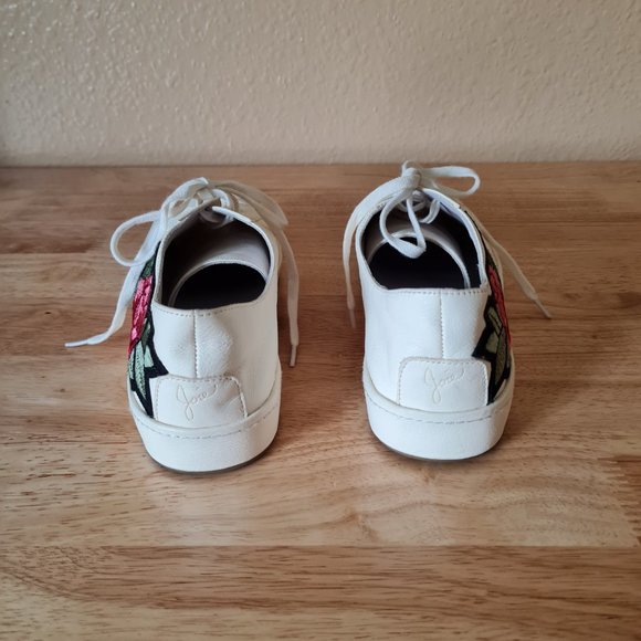 Joie Daryl Floral Embroidered White Leather Sneakers Low Top Rose Ivory 9US 39EU - Picture 5 of 8